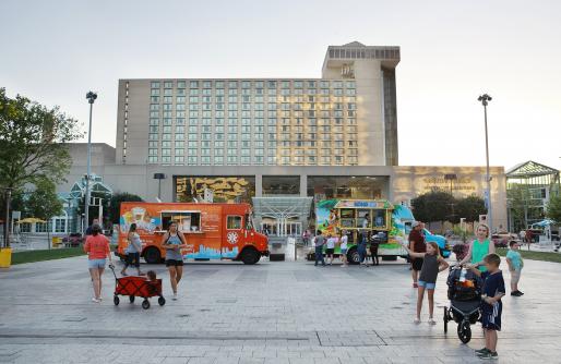 Food Trucks on CC Square with Westin in Background