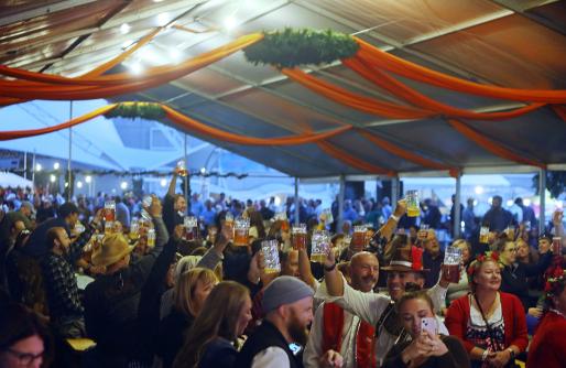 Oktoberfest Crowd Under Tent