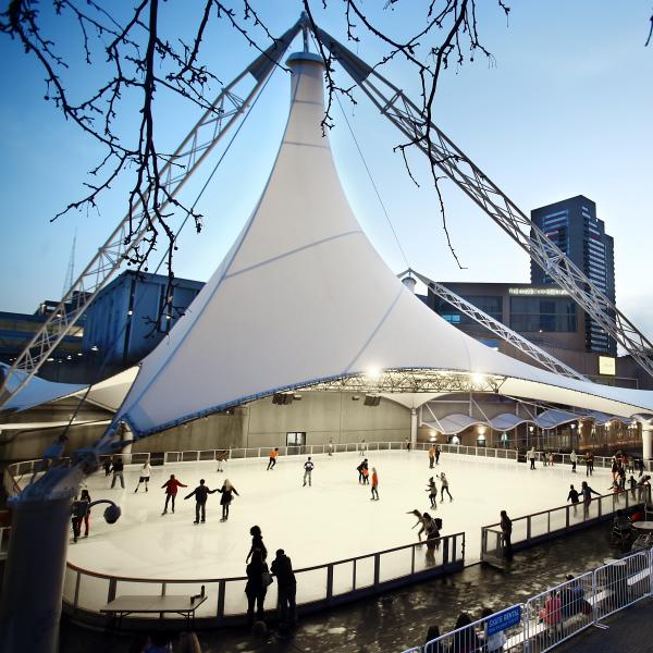 Crown Center Ice Terrace at Dusk