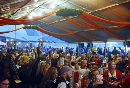 Oktoberfest Crowd Under Tent