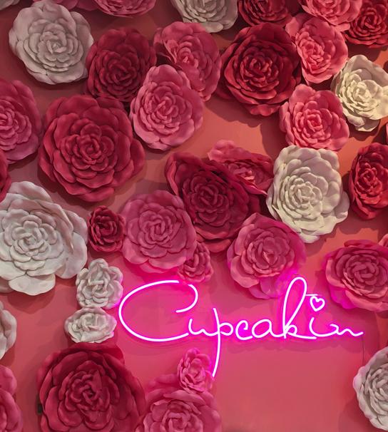 Cupcakin sign and flower wall 